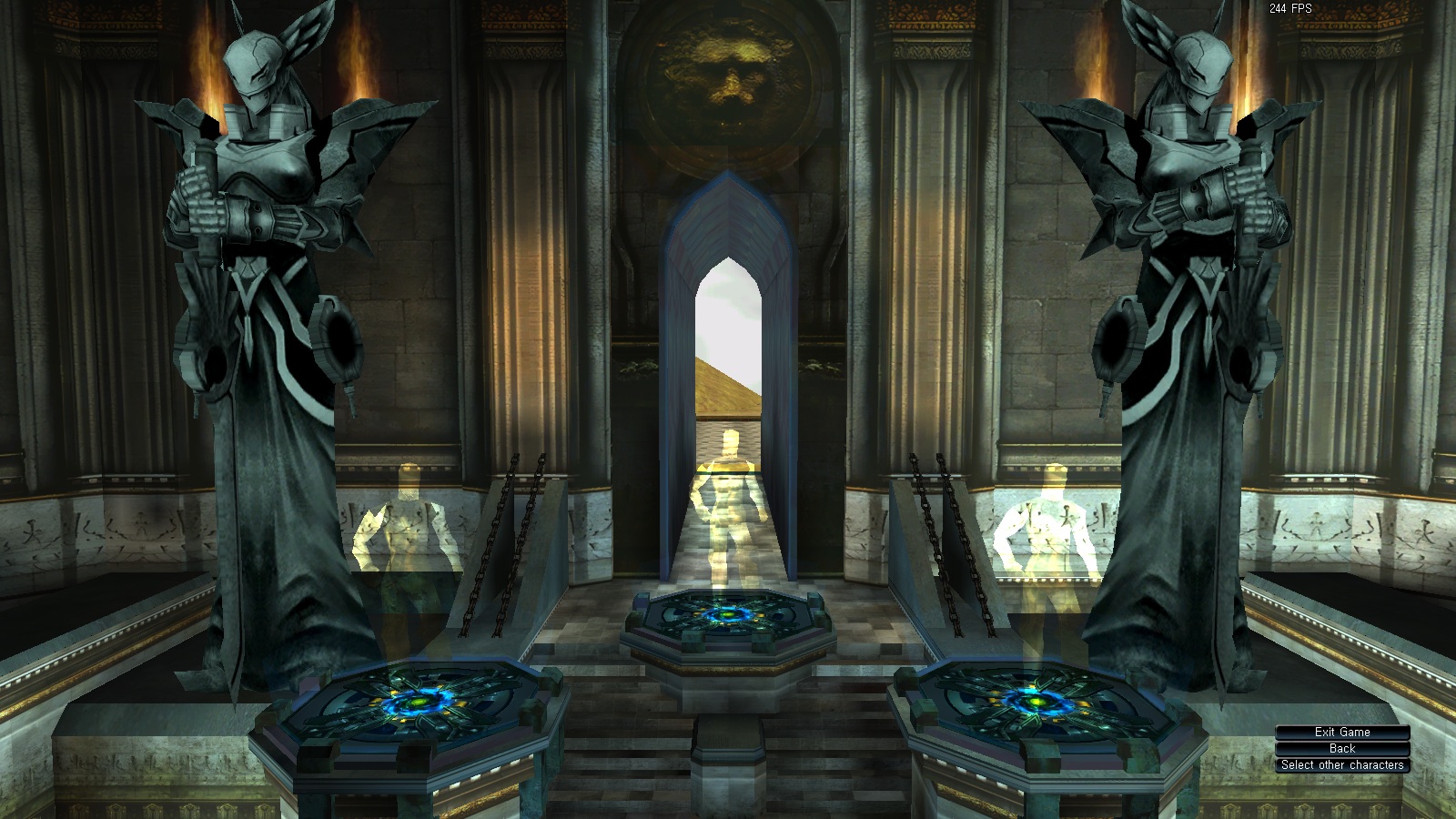 Gate to Heavens character selection screen, with both guardians and the central gate