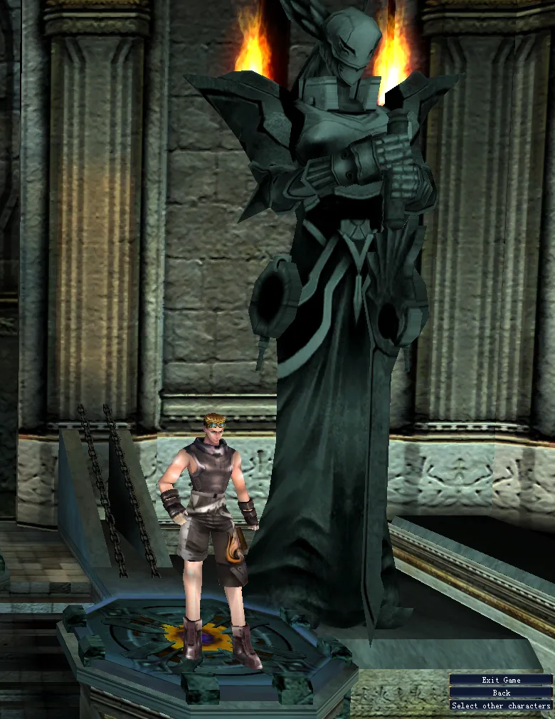 Character selection, in-game